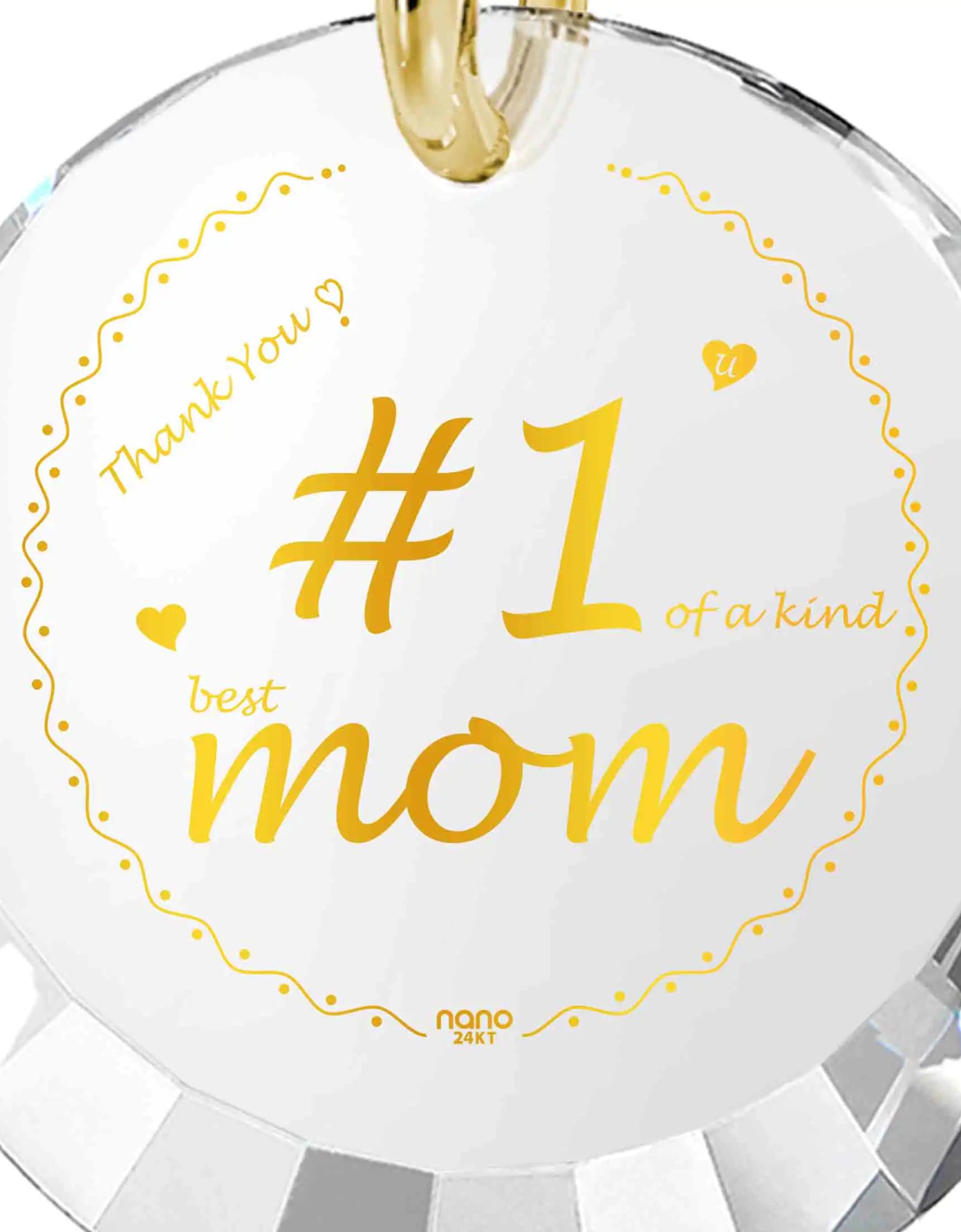 Number One Mom Gold Plated Silver Necklace 24k Gold Inscribed - Mother's Day Gift