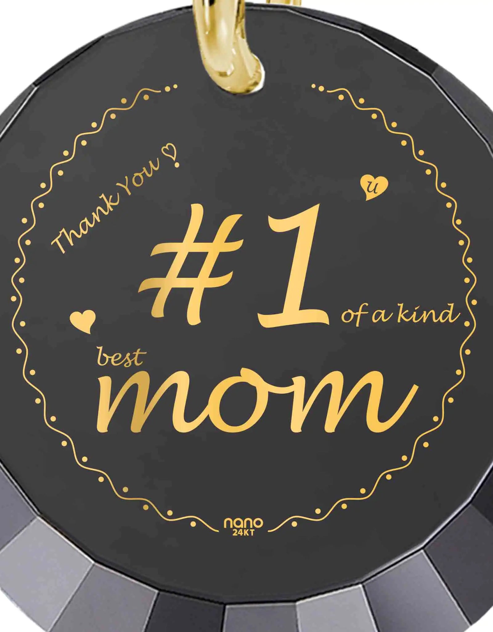 Number One Mom Gold Plated Silver Necklace 24k Gold Inscribed - Mother's Day Gift