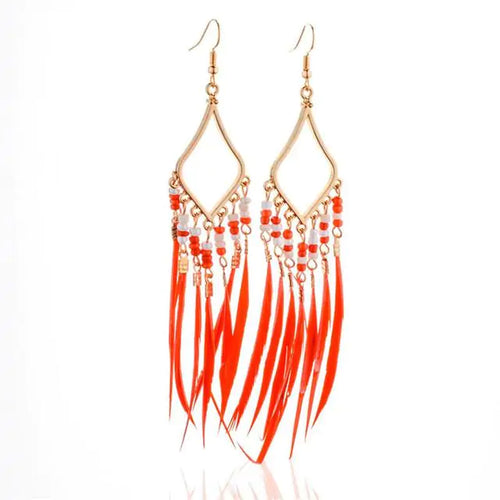 Load image into Gallery viewer, Tassels Feather Earrings
